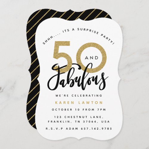 50 and fabulous surprise birthday party invitation