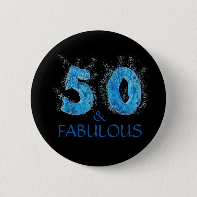 50 and Fabulous Swim Water Swimming 50th Birthday Pinback Button (Front)
