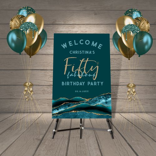 50 and Fabulous Teal 50th Birthday Welcome Sign
