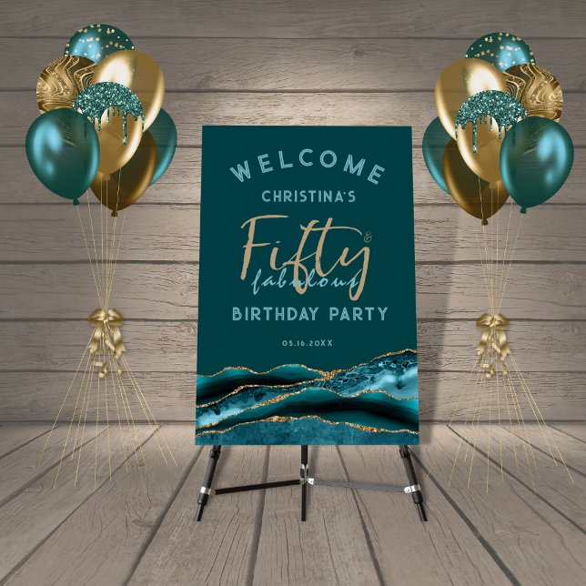 50 and Fabulous Teal 50th Birthday Welcome Sign (Creator Uploaded)