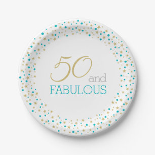 50 and Fabulous Theme 50th Birthday Party Paper Plates