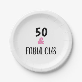 50 And Fabulous Trendy Text Birthday Party Paper Plates