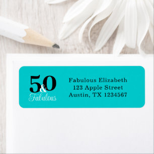 50 and Fabulous Turquoise Blue and Black Label