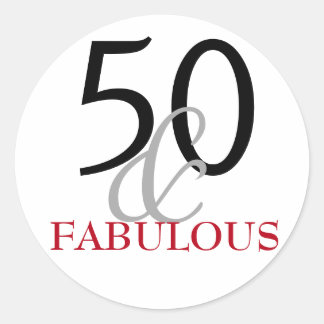 50 and Fabulous | Typography 50th Birthday Classic Round Sticker