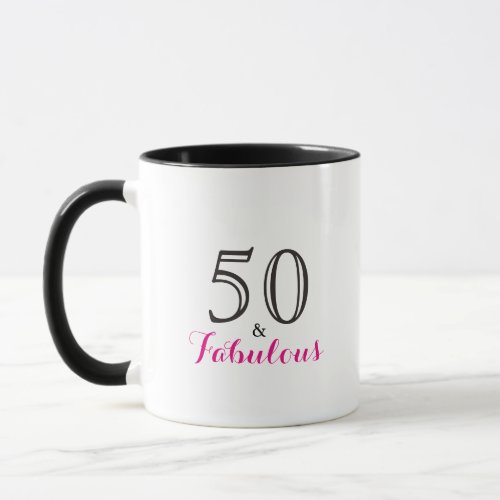 50 and Fabulous  Typography 50th Birthday Mug