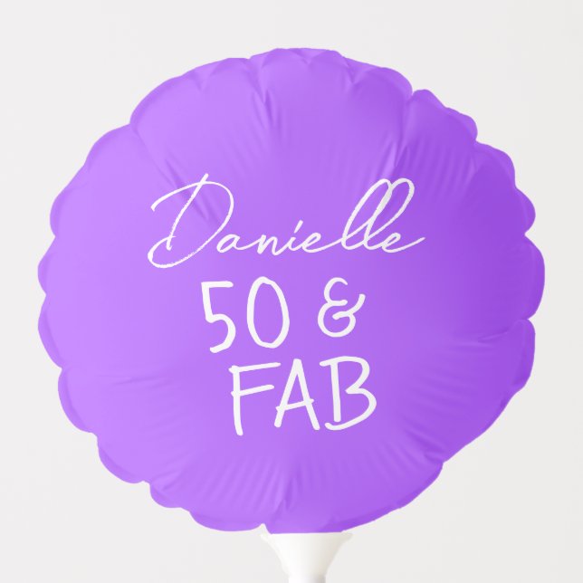 50 and Fabulous Vibrant Purple 50th Birthday Party Balloon (Front)