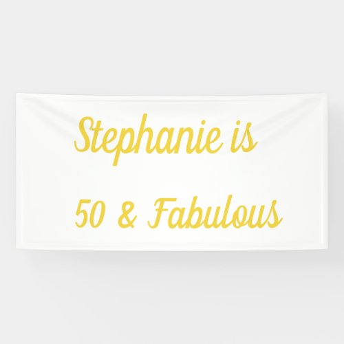 50 And Fabulous White Gold Golden Birthday Simple Banner