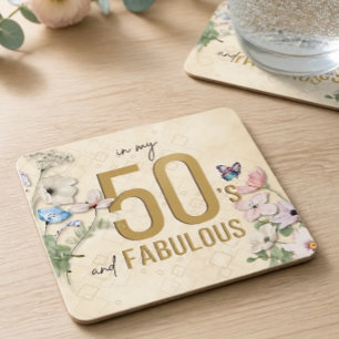 50 and Fabulous Wildflower Square Paper Coaster
