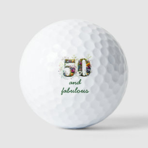 50 and Fabulous Wildflower Text Golf Balls