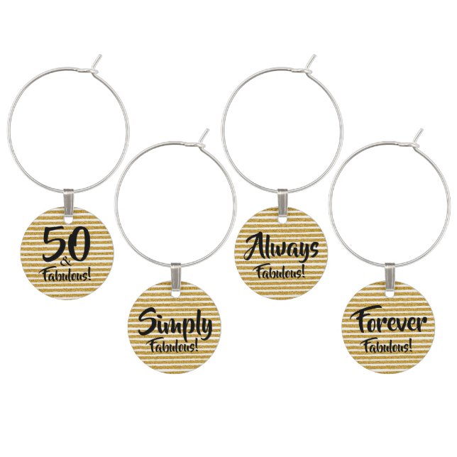 50 and Fabulous Wine Glass Charms (Staggered)