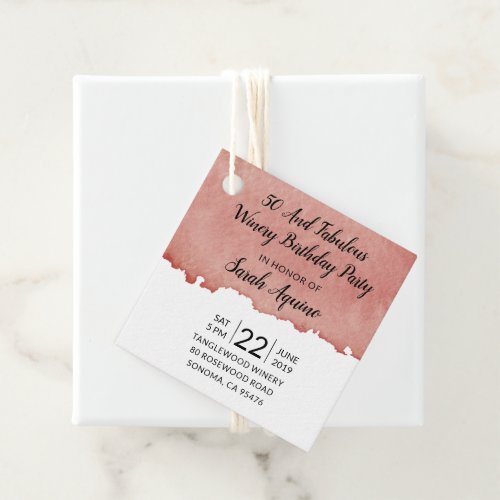 50 And Fabulous Winery Birthday Party Favor Tags