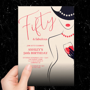 50 and Fabulous Woman's 50th Birthday Invitation