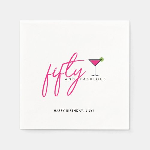 50 and Fabulous Womens 50th Birthday Party Napkins