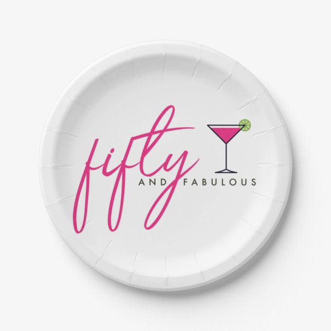 50 and Fabulous Women's Birthday Party Paper Plates (Front)