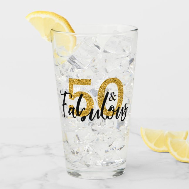 50 and Fabulous Years 50th Birthday party Glass (Front Ice)