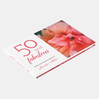 50 and Fabulous, Your Name Tropical Flower Photo Guest Book