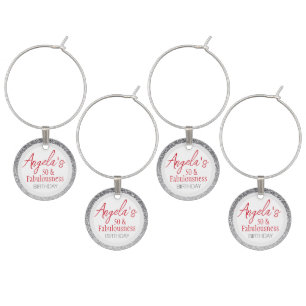 50 and Fabulousness Script 50th Birthday Wine Charm