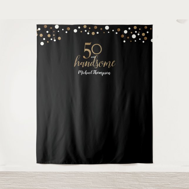 50 and handsome 50th birthday Black Gold backdrop (Front)