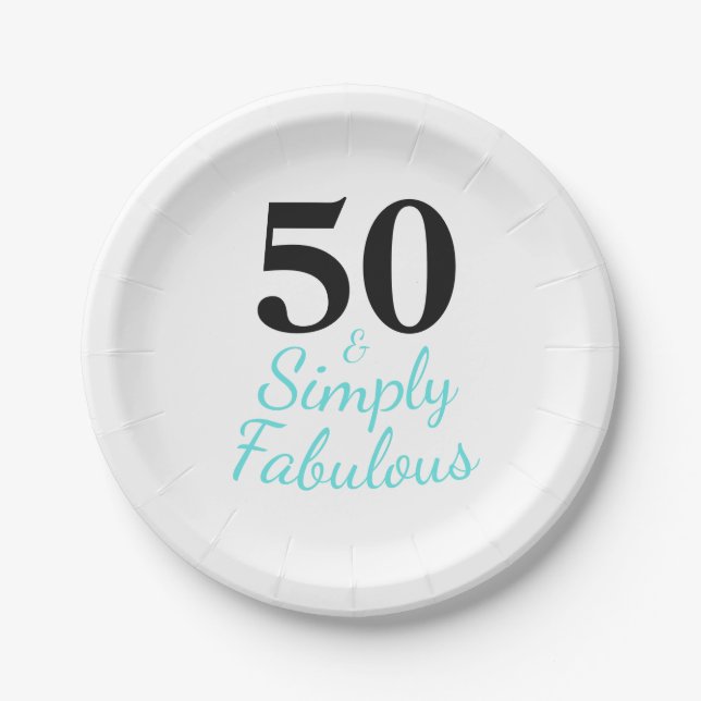 50 and Simply Fabulous Birthday Paper Plates (Front)