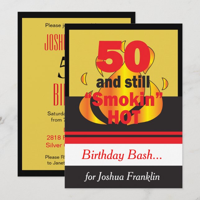 50 and Still Smokin Hot | 50th Birthday Invitation (Front/Back)