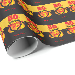50 and Still Smokin Hot 50th Birthday Wrapping Paper