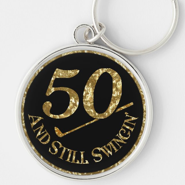 50 And Still Swingin' Golf Balls Keychain (Front)