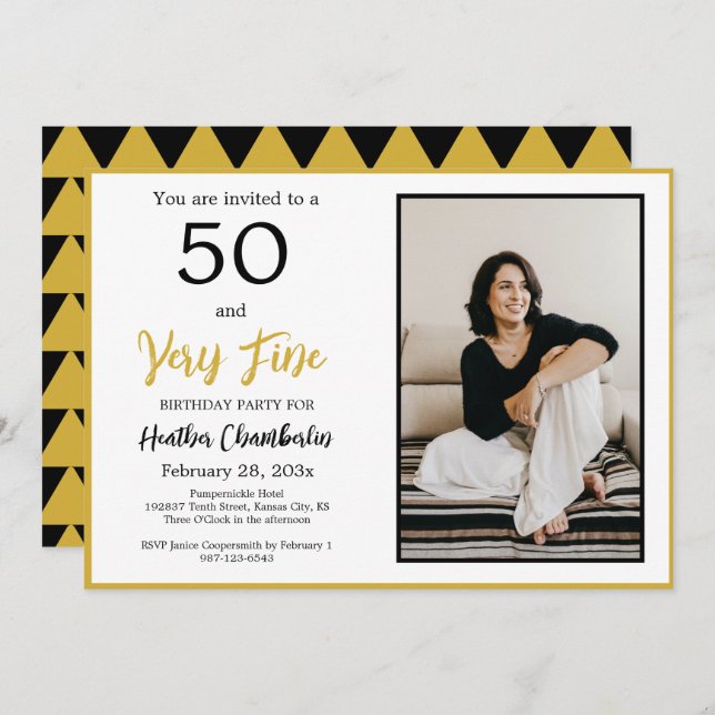  50 and Very Fine 50th Birthday Party  Invitation (Front/Back)