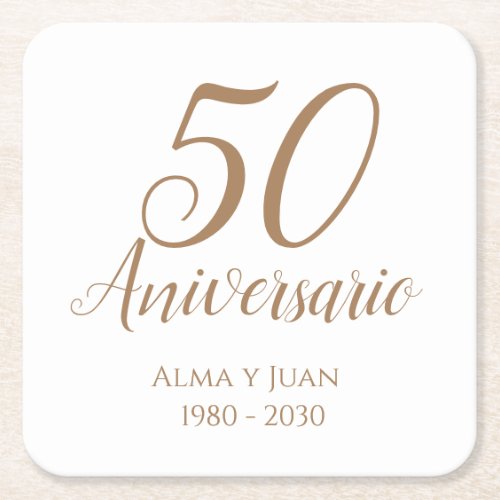 50 Aniversario Spanish Anniversary Paper Coaster