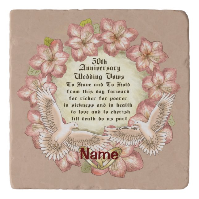 50 Anniversary Doves custom trivet (Front)