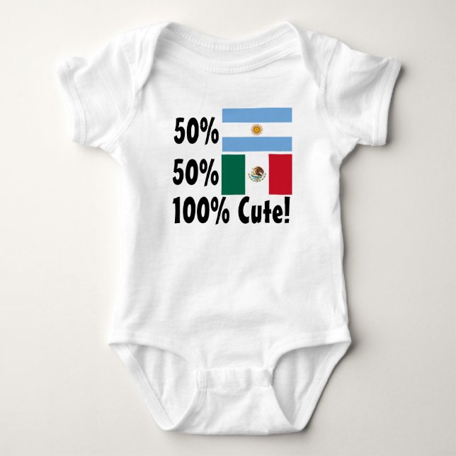 50% Argentina 50% Mexican 100% Cute Baby Bodysuit (Front)
