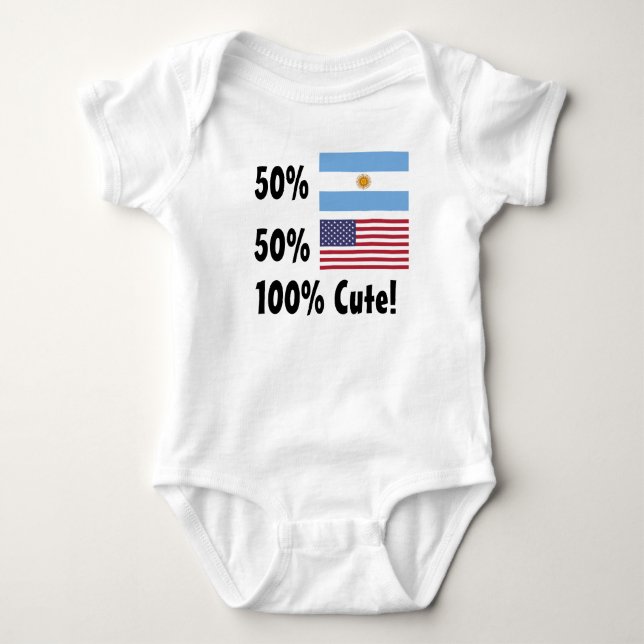 50% Argentinian 50% American 100% Cute Baby Bodysuit (Front)