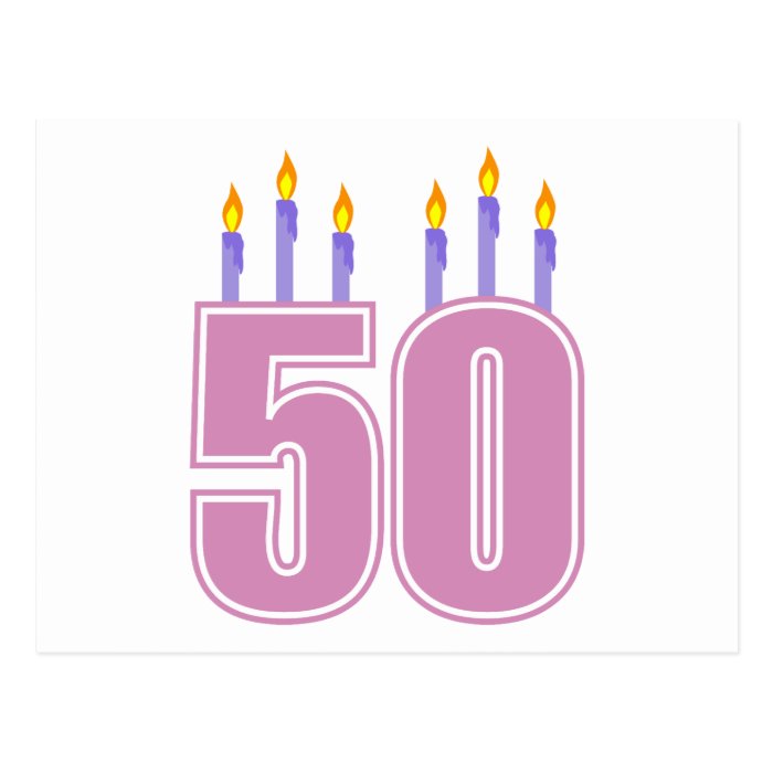 50 Birthday Candles (Pink / Purple) Post Cards