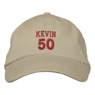 50 Birthday Custom Name RED Embroidery V01C1 Embroidered Baseball Hat