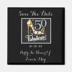 50 Birthday Fabulous Elegant Save The Date Magnet