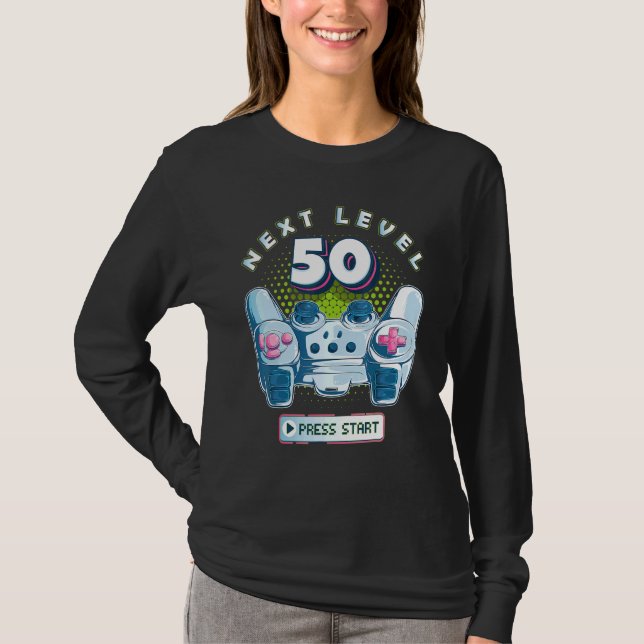 50 Birthday Gamer Next Level 50 Gaming Controller  T-Shirt (Front)