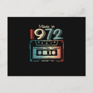 50 Birthday Gifts Year Old Made in 1972 Cassette Announcement Postcard