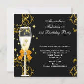 50 Birthday Party Fabulous Champagne Gold Black Invitation (Back)