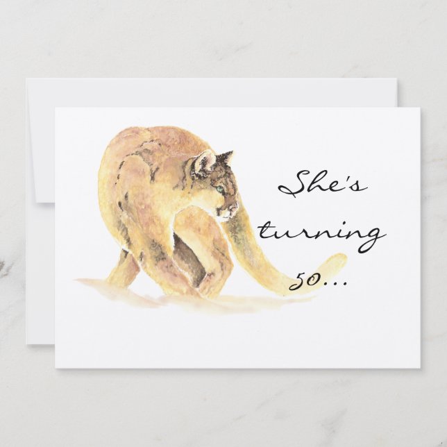 50 Birthday Party Invite Custom Cougar Humor (Front)