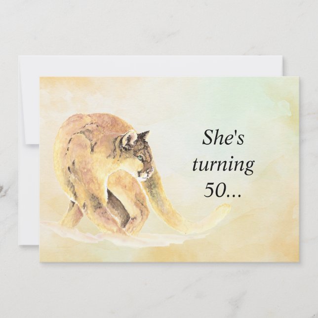 50 Birthday Party Invite Custom Cougar Humor (Front)