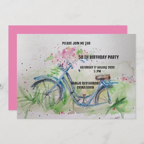 50 Birthday party Ladies bicycle in spring  Invitation