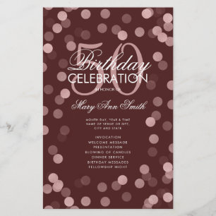 50 Birthday Program Rose Gold Menu Burgundy  Flyer