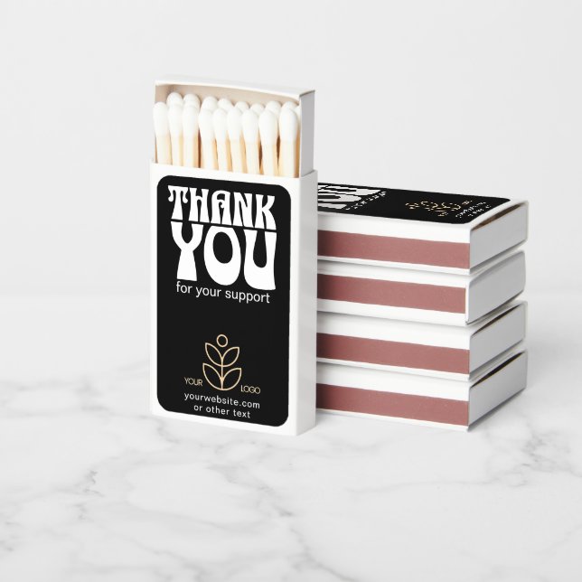 50 Black White Business logo Promotional Matchboxes (Stacked)