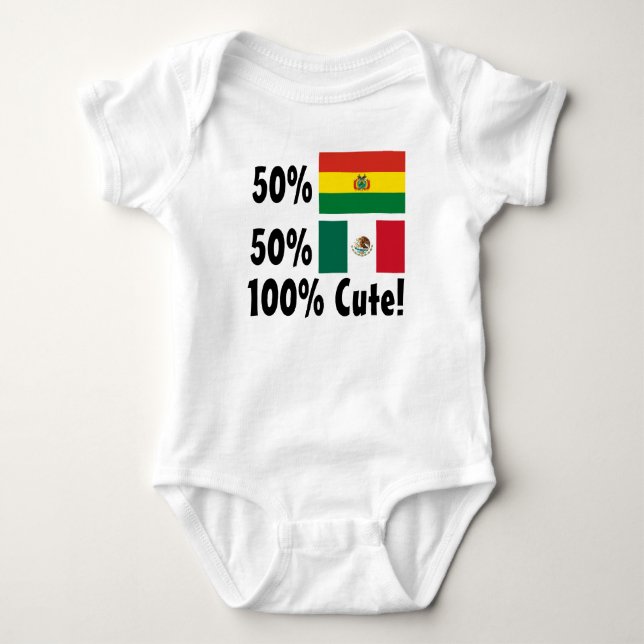 50% Bolivian 50% Mexican 100% Cute Baby Bodysuit (Front)