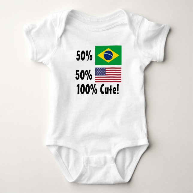 50% Brazilian 50% American 100% Cute Baby Bodysuit (Front)