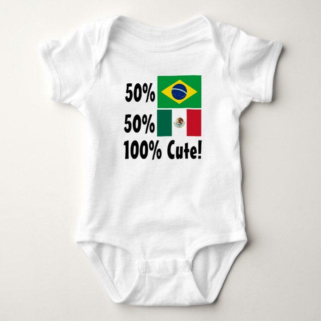 50% Brazilian 50% Mexican 100% Cute Baby Bodysuit (Front)