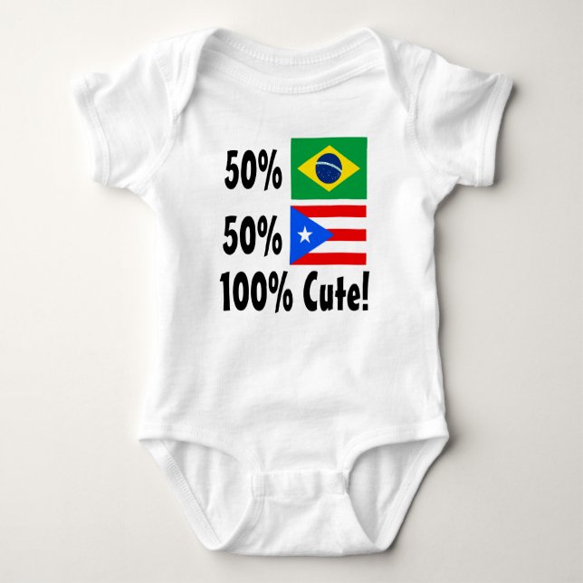 50% Brazilian 50% Puertorican 100% Cute Baby Bodysuit (Front)
