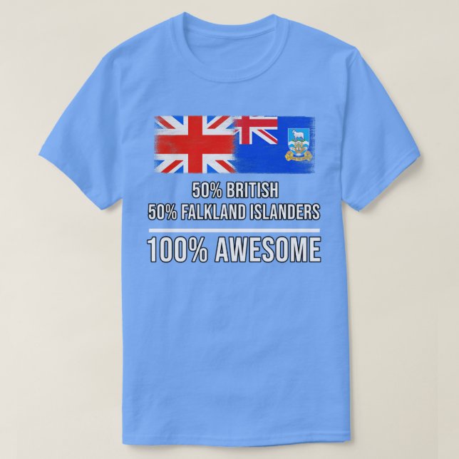 50 British 50 Falkland Islanders 100 Awesome Gift  T-Shirt (Design Front)