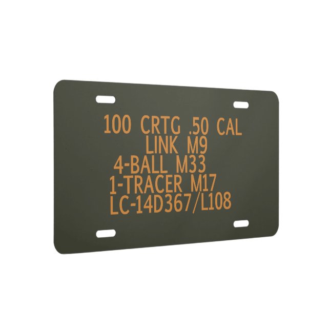 50 Cal Ammo Can license plate (Right)