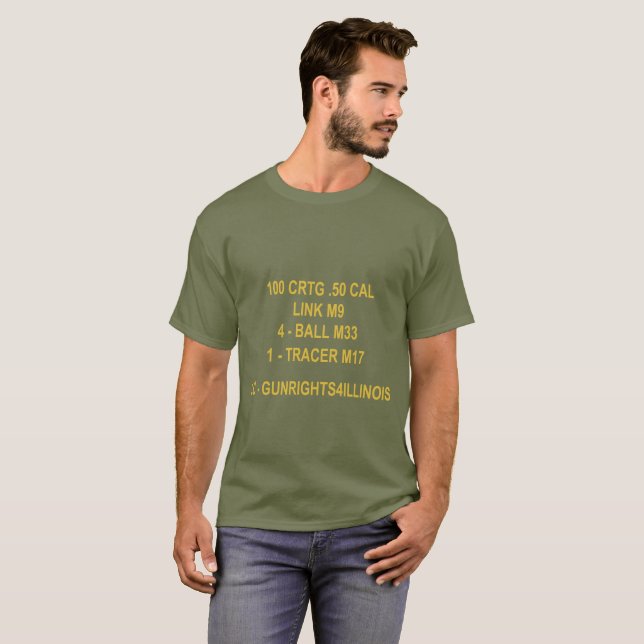 50 Cal Ammo Can Looking T Shirt - GunRights4Illino (Front Full)
