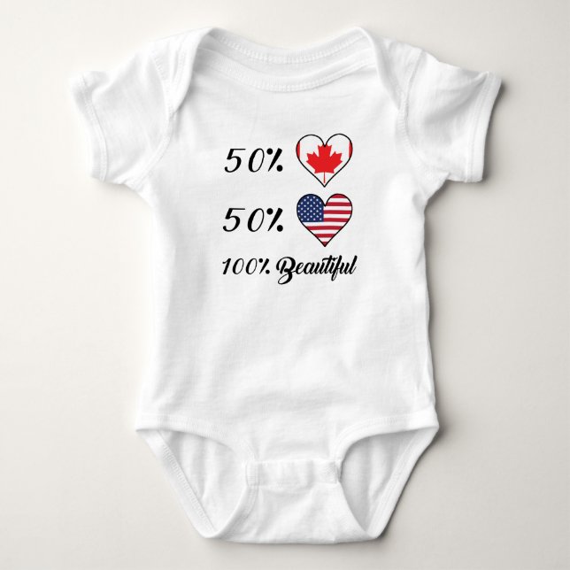 50% Canadian 50% American 100% Beautiful Baby Bodysuit (Front)
